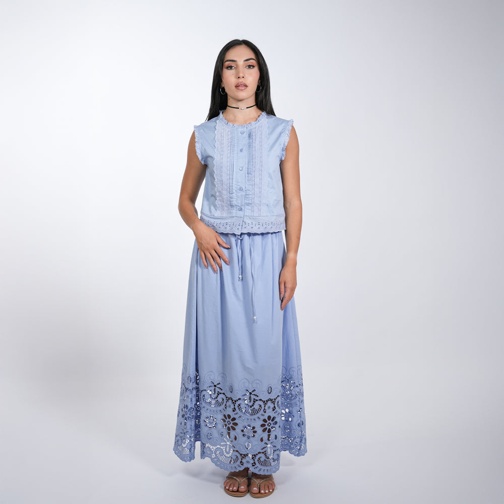 Cotton Blouse & Skirt Set