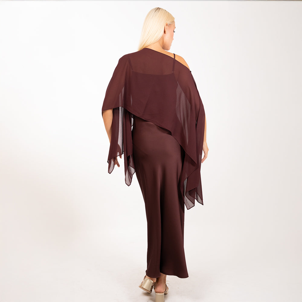 Satin Dress with Pancho