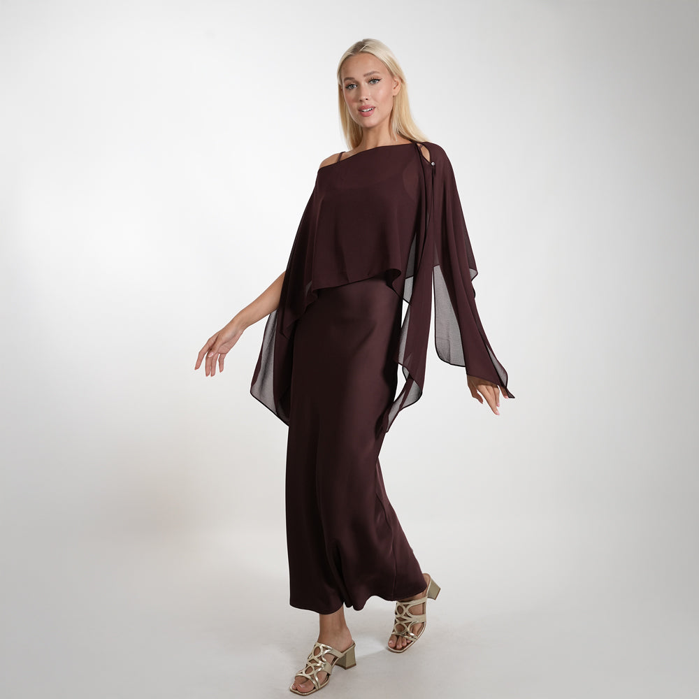 Satin Dress with Pancho