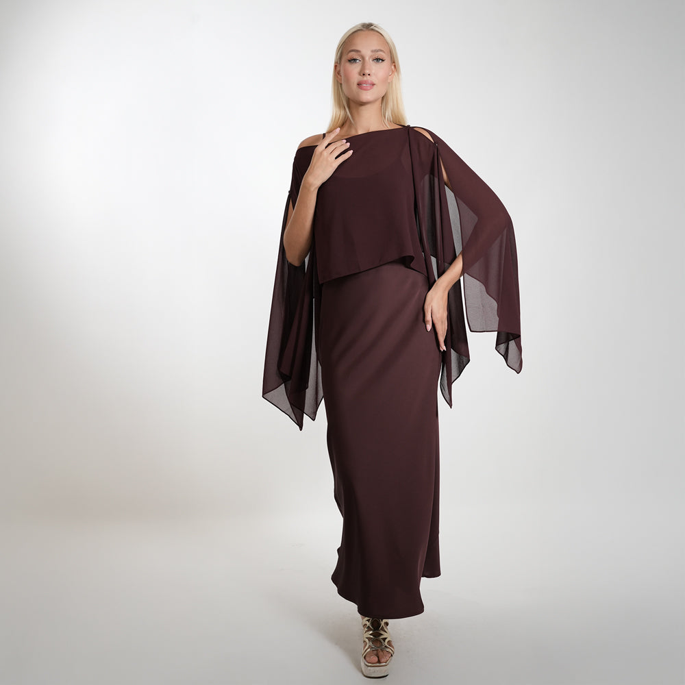 Satin Dress with Pancho