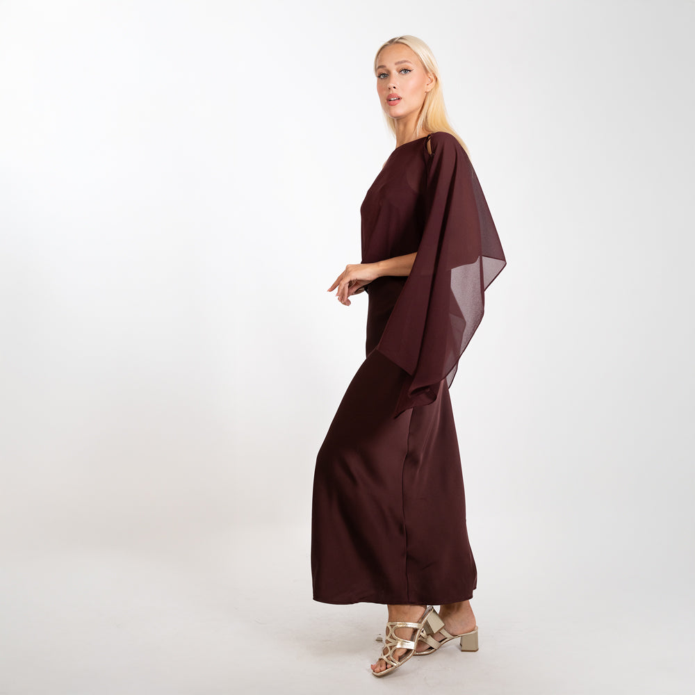 Satin Dress with Pancho