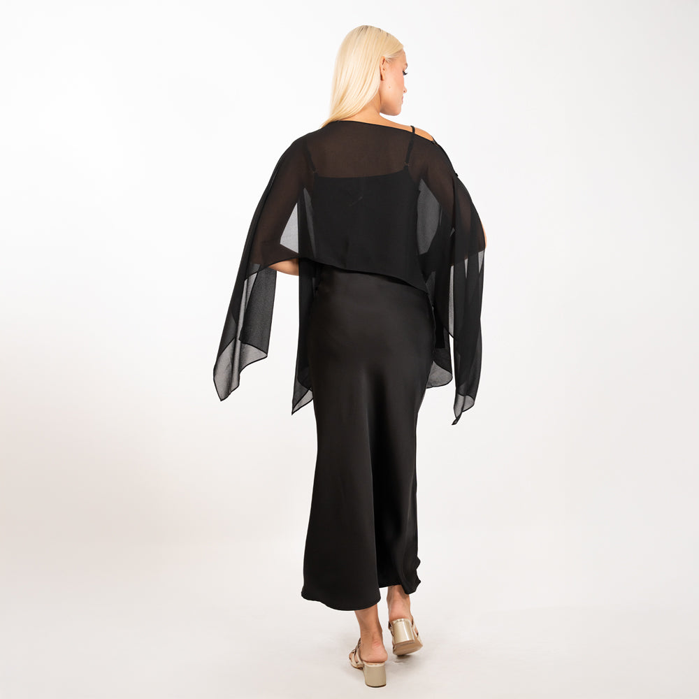 Satin Dress with Pancho