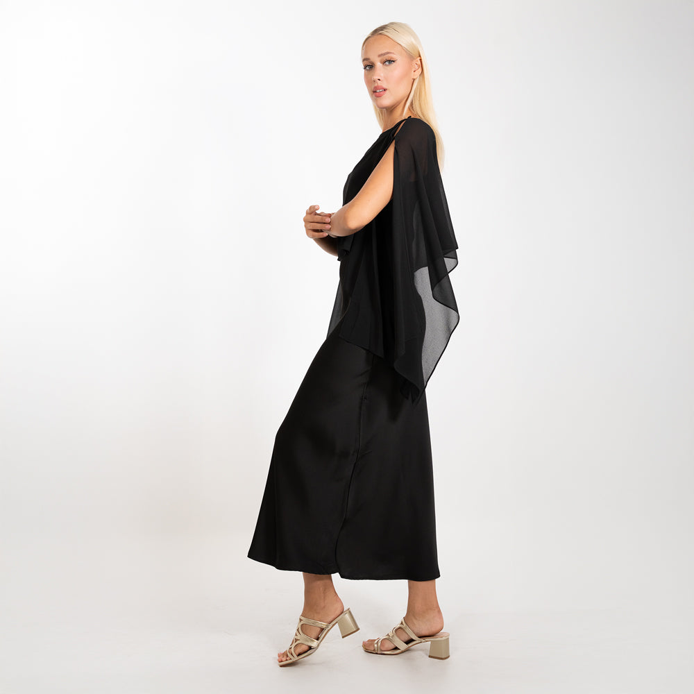 Satin Dress with Pancho