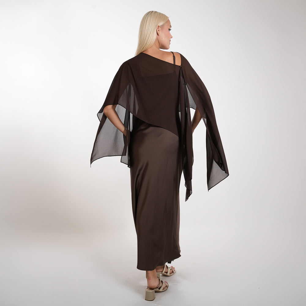 Satin Dress with Pancho
