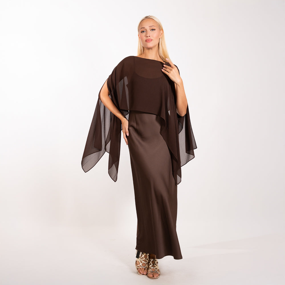 Satin Dress with Pancho