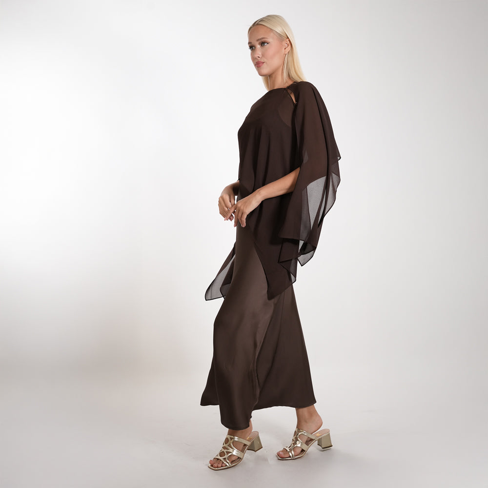 Satin Dress with Pancho