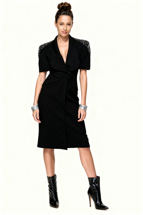 Black Midi Blazer-Dress